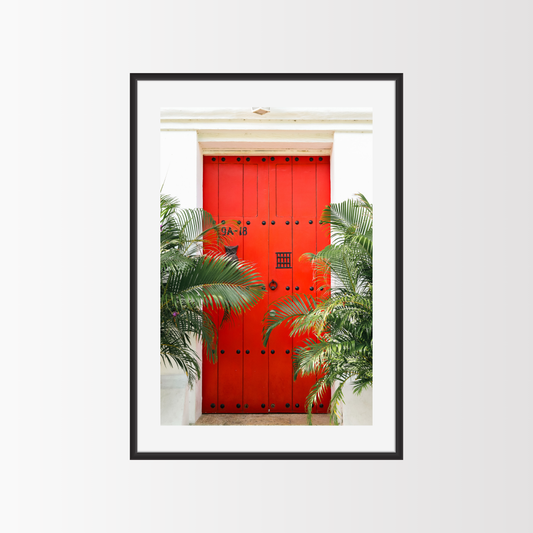 A tropical red door