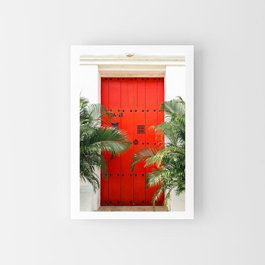 A tropical red door