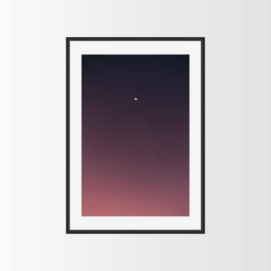 The pink sunset and the moon